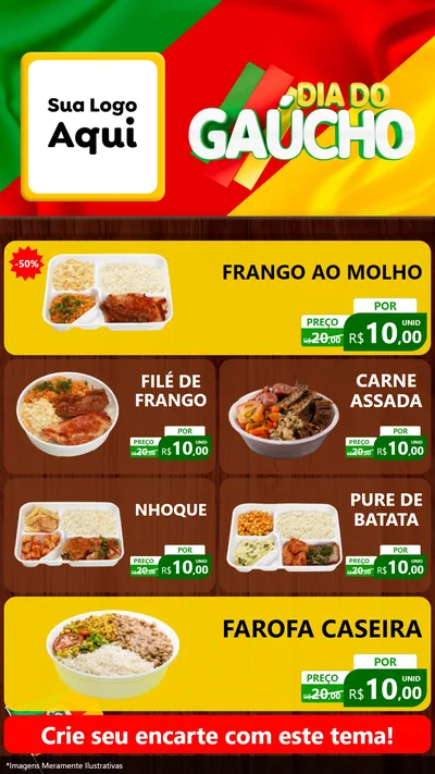 Modelo de TV para TV Vertical com o tema Dia do Gaúcho para Restaurante