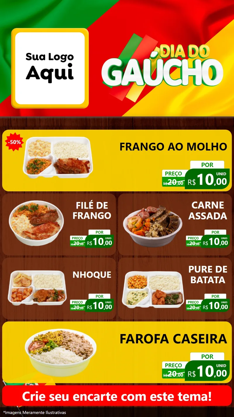 Modelo de TV para TV Vertical com o tema Dia do Gaúcho para Restaurante