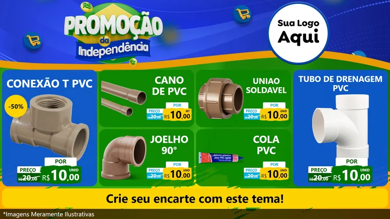 Modelo de TV para TV Horizontal com o tema Promoção da Independência para Tubos e conexões