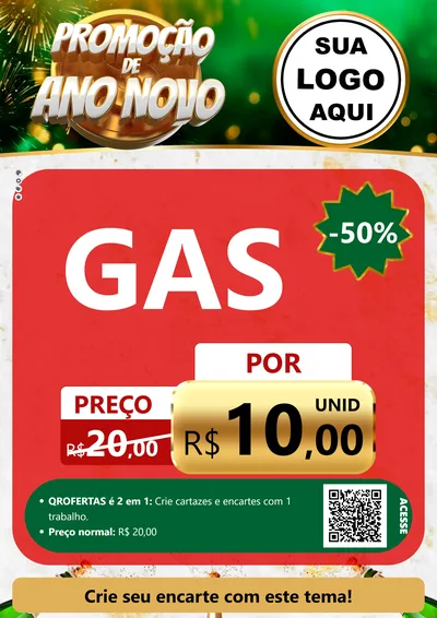 Modelo de Cartaz para Cartaz A4 Vertical com o tema Promoção de Ano Novo para Água e gás