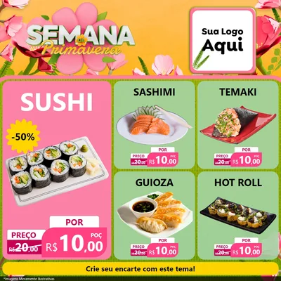 Modelo de Rede Social para Feed Facebook com o tema Semana da Primavera para Comida japonesa