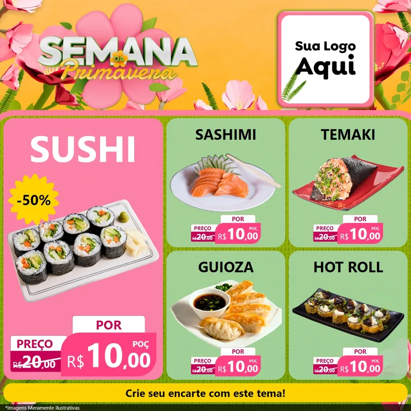 Modelo de Rede Social para Feed Facebook com o tema Semana da Primavera para Comida japonesa