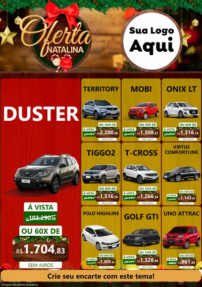 Modelo de Encarte para Encarte A4 Vertical com o tema Ofertas Natalina para Concessionaria de Carros