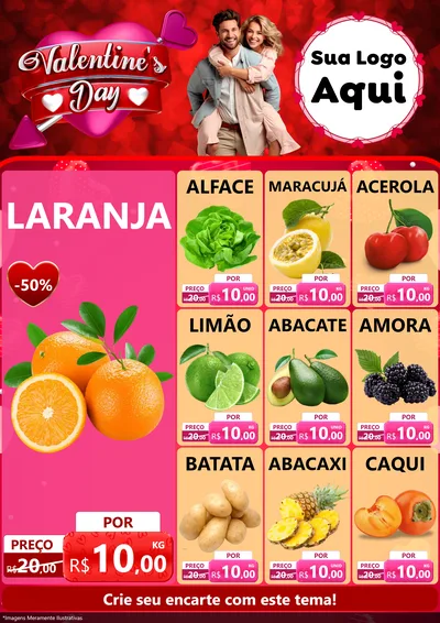 Modelo de Encarte para Encarte A4 Vertical com o tema Valentine's Day para Hortifrúti