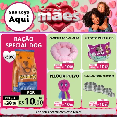 Modelo de Rede Social para Feed Facebook com o tema Dia das Mães para Pet Shop