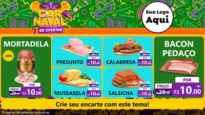 Modelo de TV para TV Horizontal com o tema Carnaval de Ofertas para Frios e Laticínios