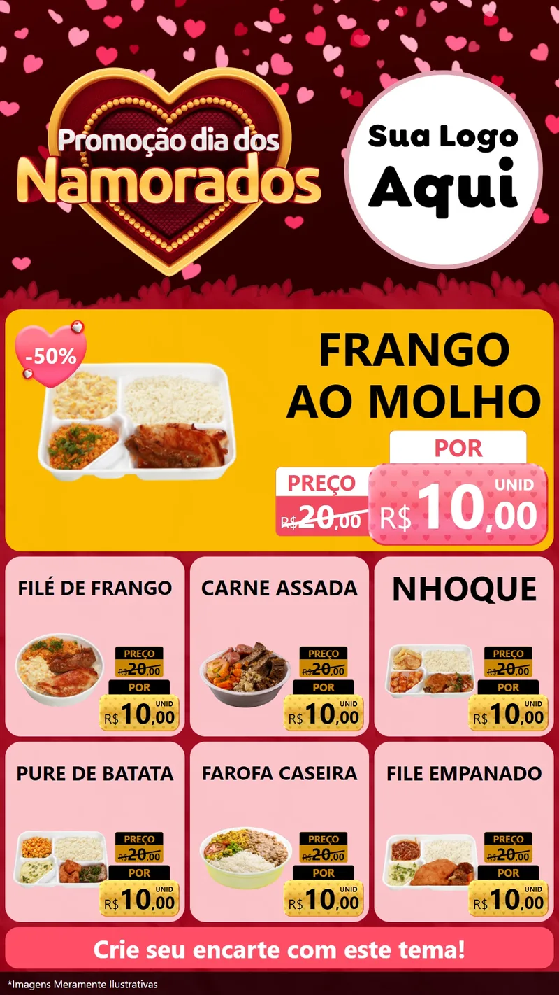 Modelo de Rede Social para Stories com o tema Promoção Dia Dos Namorados para Restaurante