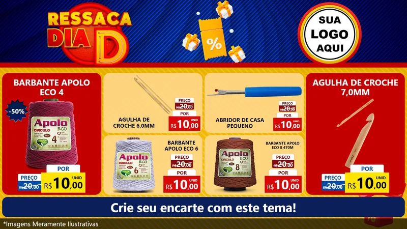 Modelo de TV para TV Horizontal com o tema Ressaca Dia D para Armarinho e Aviamentos