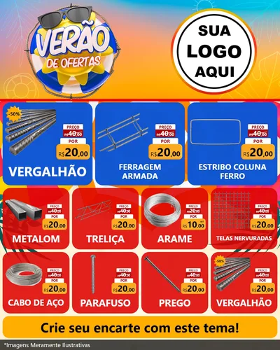 Modelo de Rede Social para Feed Instagram com o tema Verão de Ofertas para Ferragens