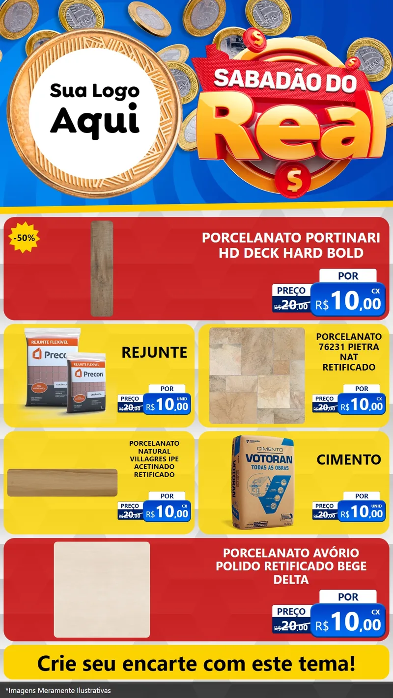 Modelo de TV para TV Vertical com o tema Sabadão do Real para Pisos e revestimentos