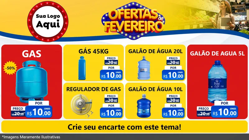 Modelo de TV para TV Horizontal com o tema Ofertas de Fevereiro para Água e gás