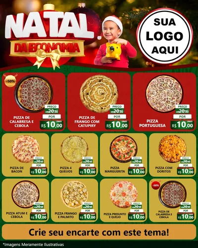 Modelo de Rede Social para Feed Instagram com o tema Natal da Economia para Pizzaria