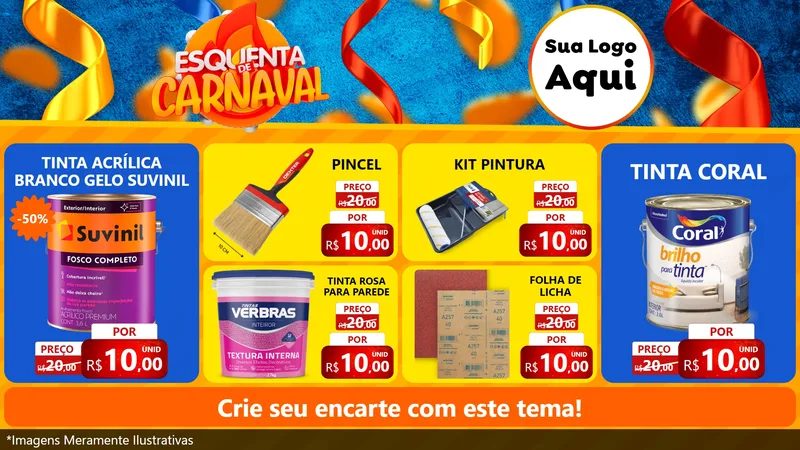Modelo de TV para TV Horizontal com o tema Esquenta de Carnaval para Tintas e Ferramentas