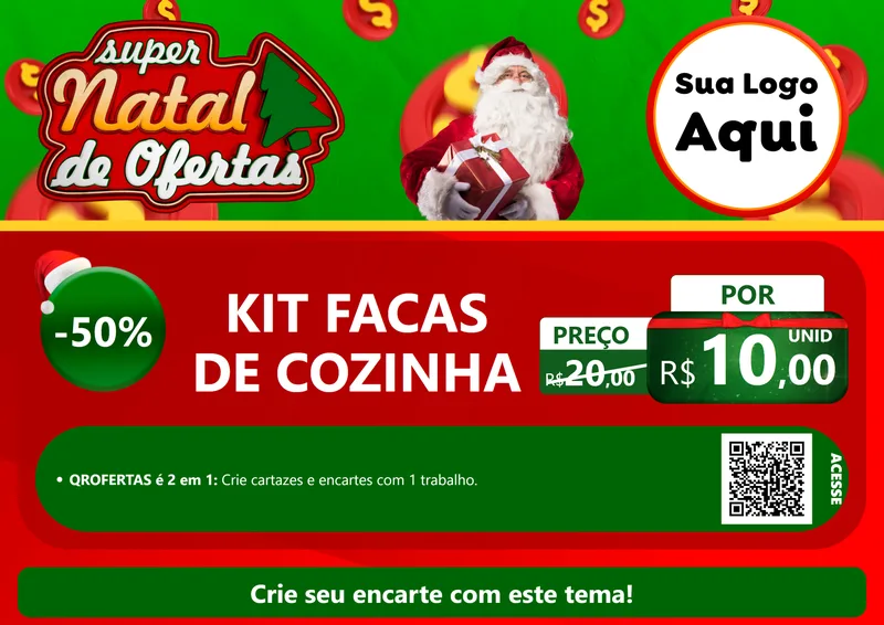 Modelo de Cartaz para Cartaz A4 Horizontal com o tema Super Natal de Ofertas para Utilidades Domésticas