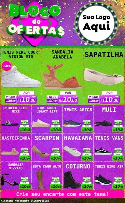 Modelo de Encarte para Encarte Grande com o tema Bloco de Ofertas para Calçados