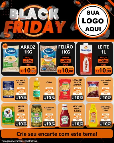 Modelo de Rede Social para Feed Instagram com o tema Black Friday para Supermercado