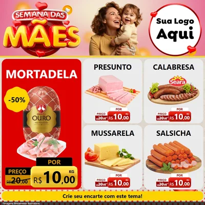 Modelo de Rede Social para Feed Facebook com o tema Semana das Mães para Frios e Laticínios
