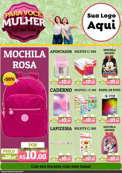 Modelo de Encarte para Encarte A4 Vertical com o tema Para Você Mulher para Papelaria