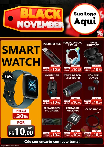 Modelo de Encarte para Encarte A4 Vertical com o tema Black November para Informática