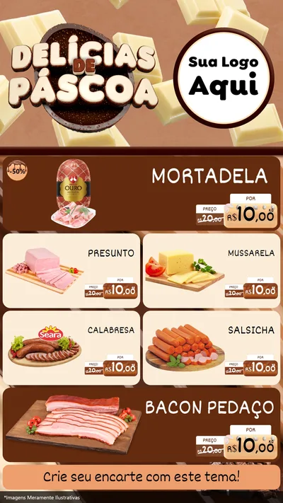 Modelo de TV para TV Vertical com o tema Delícias de Páscoa para Frios e Laticínios