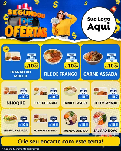 Modelo de Rede Social para Feed Instagram com o tema Segundou de Ofertas para Restaurante