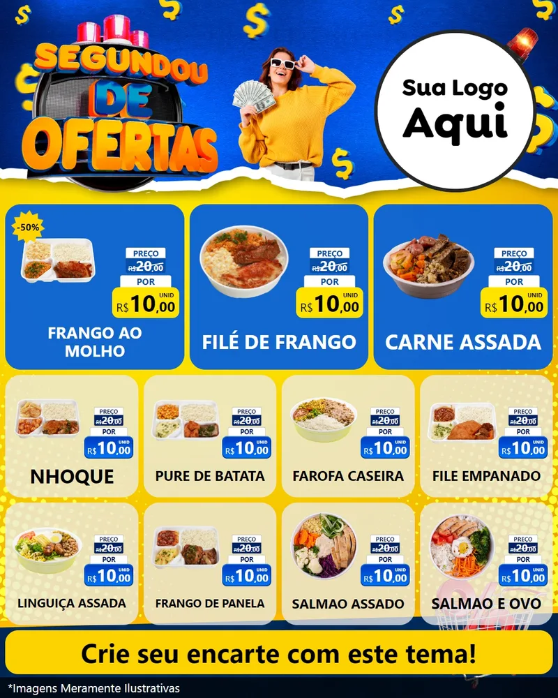 Modelo de Rede Social para Feed Instagram com o tema Segundou de Ofertas para Restaurante