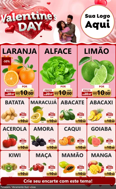 Modelo de Encarte para Encarte Grande com o tema Valentine's Day para Hortifrúti