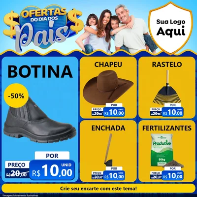Modelo de Rede Social para Feed Facebook com o tema Ofertas do Dia dos Pais para Agropecuária