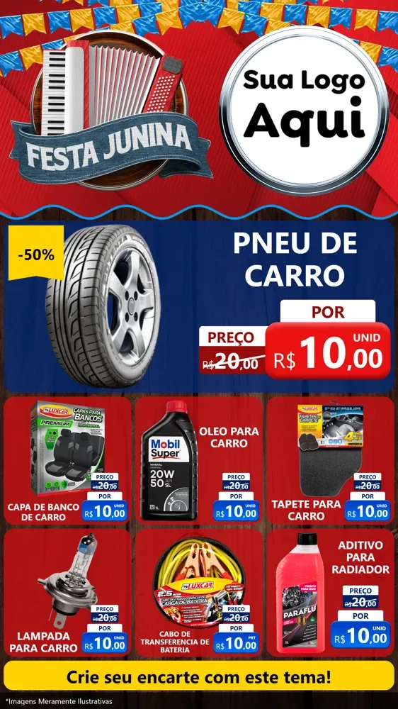 Modelo de Rede Social para Stories com o tema Festa Junina para Auto peças