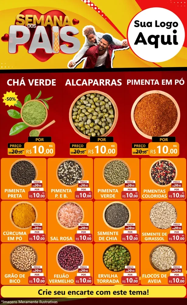 Modelo de Encarte para Encarte Grande com o tema Semana Dos Pais para Produtos Naturais