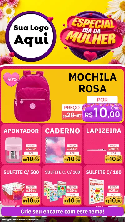 Modelo de Rede Social para Stories com o tema Especial Dia da Mulher para Papelaria