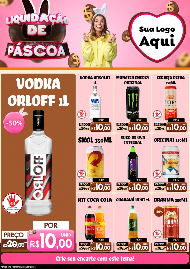 Modelo de Encarte para Encarte A4 Vertical com o tema Liquidação de Páscoa para Distribuidora de bebidas