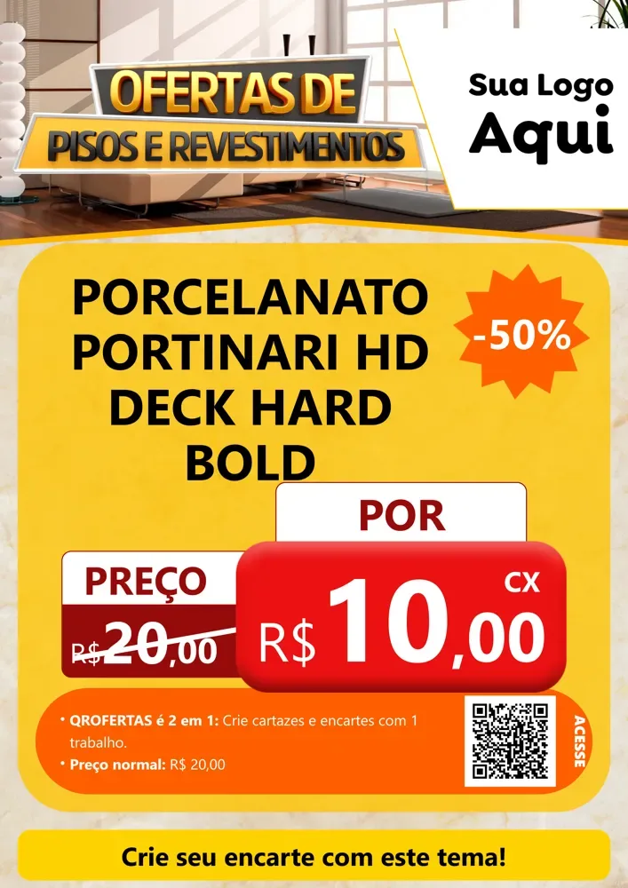 Modelo de Cartaz para Cartaz A4 Vertical com o tema Ofertas Pisos e Revestimentos para Pisos e revestimentos