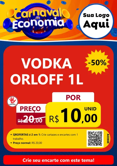 Modelo de Cartaz para Cartaz A4 Vertical com o tema Carnaval da Economia para Distribuidora de bebidas