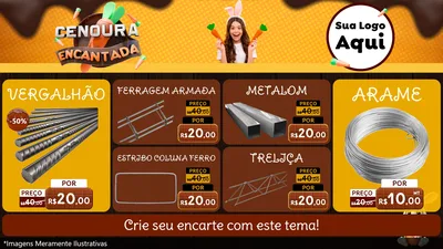 Modelo de TV para TV Horizontal com o tema Cenoura Encantada - Páscoa para Ferragens