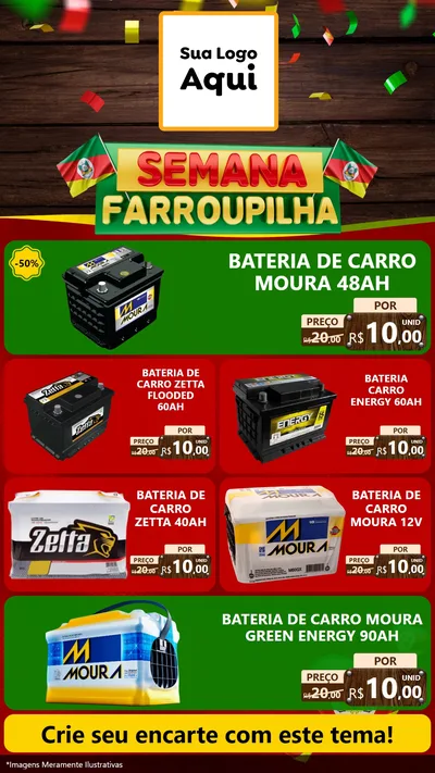 Modelo de TV para TV Vertical com o tema Semana Farroupilha para Baterias Elétricas