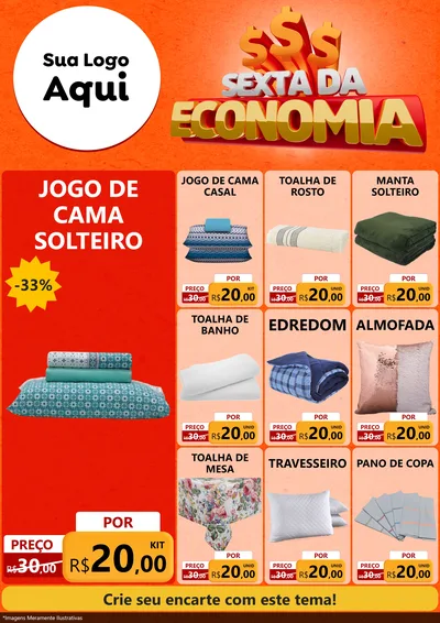 Modelo de Encarte para Encarte A4 Vertical com o tema Sexta da Economia para Cama, Mesa e Banho
