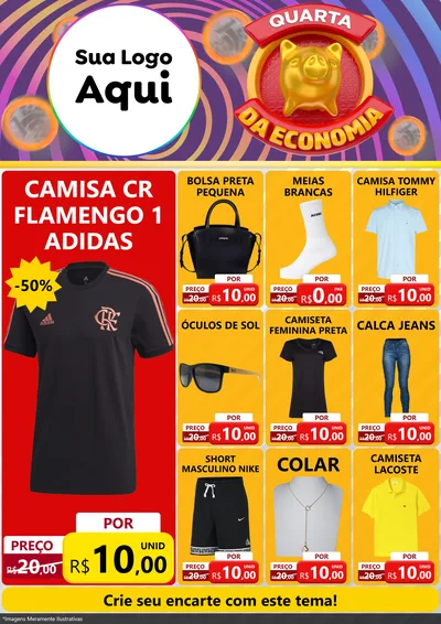 Modelo de Encarte para Encarte A4 Vertical com o tema Quarta da Economia para Roupas e acessórios