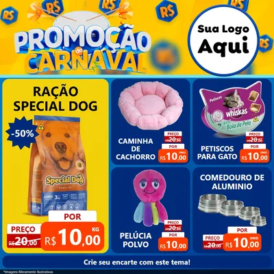 Modelo de Rede Social para Feed Facebook com o tema Promoção de Carnaval para Pet Shop