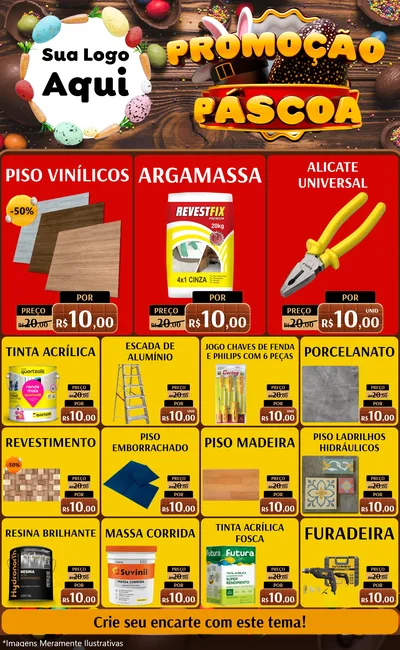 Modelo de Encarte para Encarte Grande com o tema Promoção Páscoa para Material para Construção