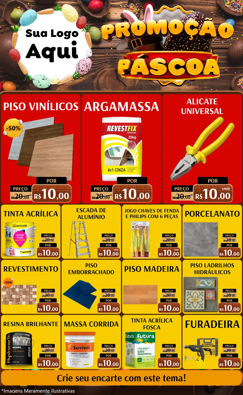 Modelo de Encarte para Encarte Grande com o tema Promoção Páscoa para Material para Construção
