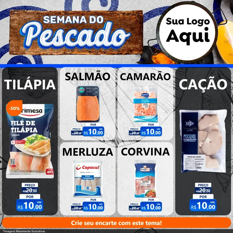 Modelo de Rede Social para Feed Facebook com o tema Semana do Pescado para Peixaria