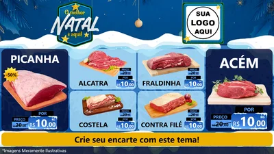 Modelo de TV para TV Horizontal com o tema O Melhor Natal É Aqui! para Açougue
