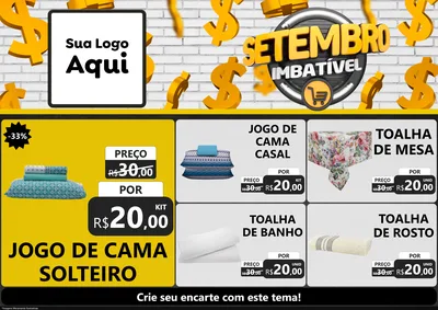 Modelo de Encarte para Encarte A4 Horizontal com o tema Setembro Imbatível para Cama, Mesa e Banho