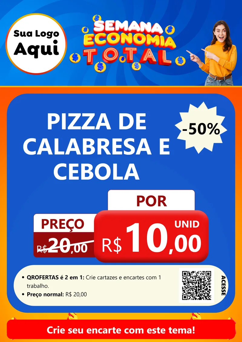 Modelo de Cartaz para Cartaz A4 Vertical com o tema Semana Economia Total para Pizzaria