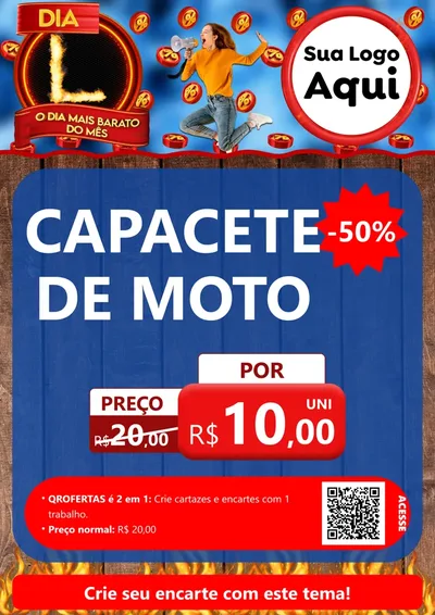Modelo de Cartaz para Cartaz A4 Vertical com o tema Dia L - O Dia Mais Barato Do Mês para Moto peças