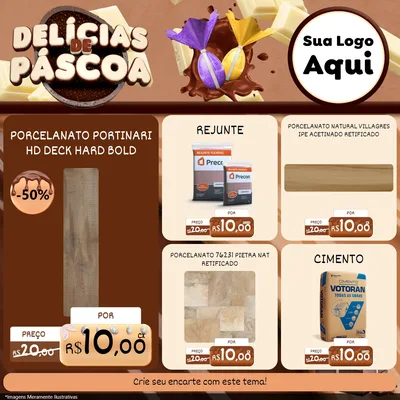 Modelo de Rede Social para Feed Facebook com o tema Delícias de Páscoa para Pisos e revestimentos