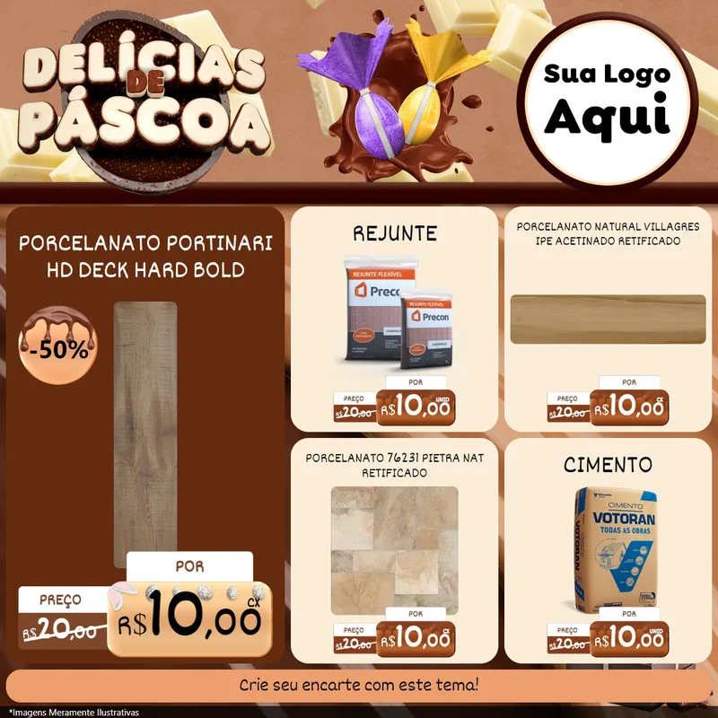 Modelo de Rede Social para Feed Facebook com o tema Delícias de Páscoa para Pisos e revestimentos