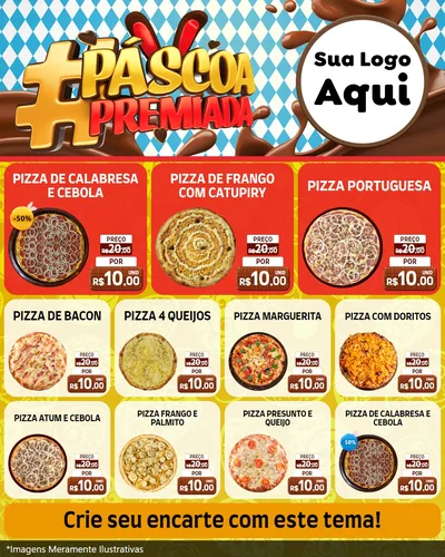 Modelo de Rede Social para Feed Instagram com o tema Páscoa Premiada para Pizzaria