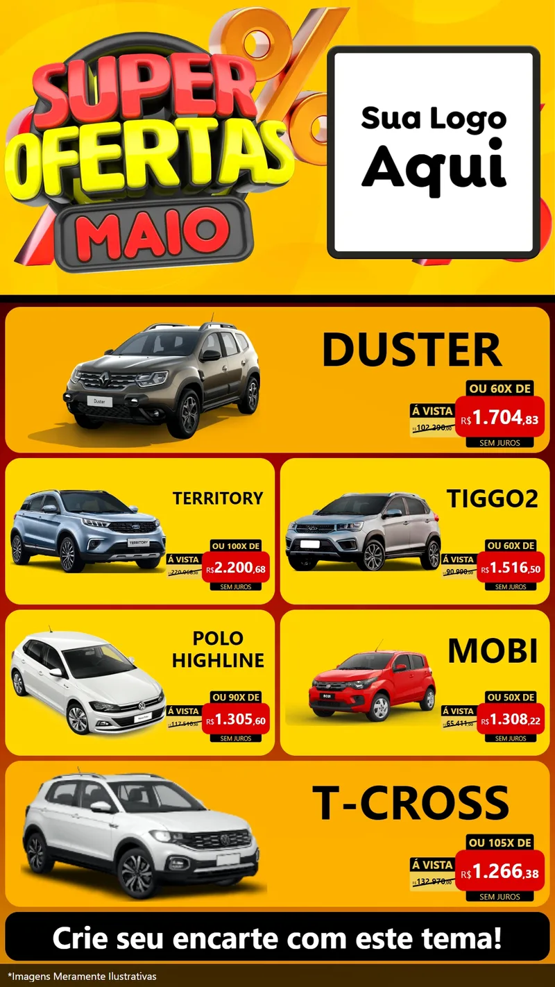Modelo de TV para TV Vertical com o tema Super Ofertas Maio para Concessionaria de Carros